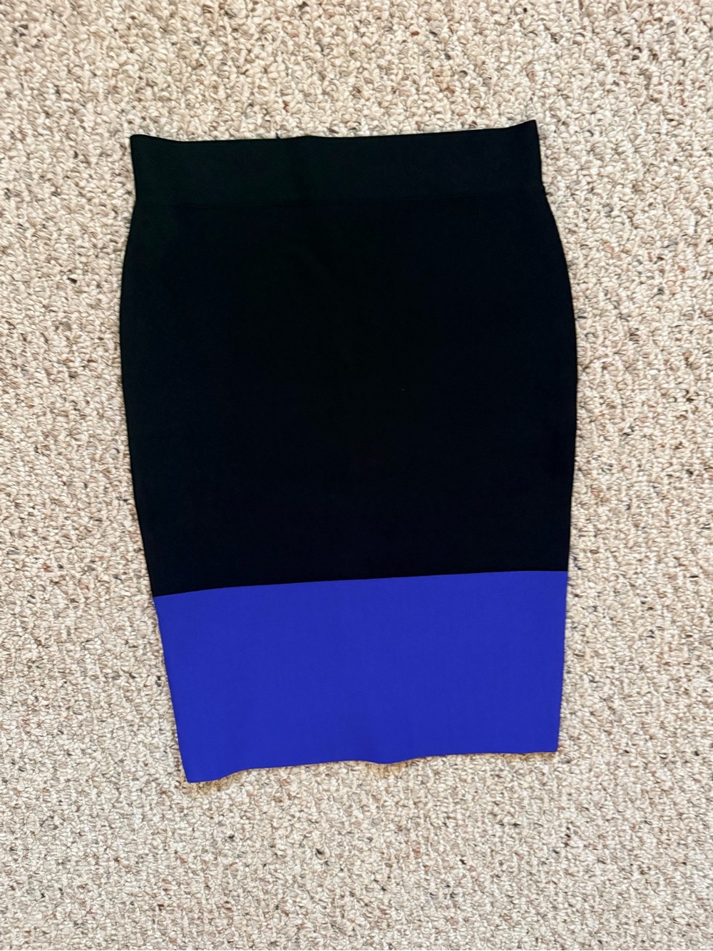 BCBGMAXAZRIA Scarlett Black Blue Colorblock Bandage Pencil Skirt M